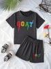 2-Piece Set for Toddler Boys: Simple Short-Sleeve T-Shirt and Shorts Sports Outfit, Suitable for Spring and Summer, Must-Have for Outdoor Activities, Boys' Outdoor T-Shirt and Shorts Set