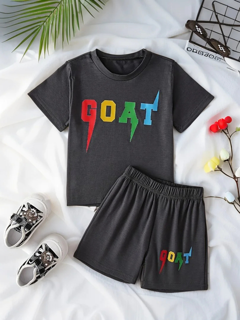 2-Piece Set for Toddler Boys: Simple Short-Sleeve T-Shirt and Shorts Sports Outfit, Suitable for Spring and Summer, Must-Have for Outdoor Activities, Boys' Outdoor T-Shirt and Shorts Set