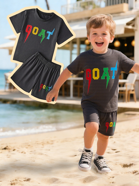 2-Piece Set for Toddler Boys: Simple Short-Sleeve T-Shirt and Shorts Sports Outfit, Suitable for Spring and Summer, Must-Have for Outdoor Activities, Boys' Outdoor T-Shirt and Shorts Set