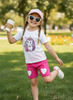 New Fashion Casual Loose Crew Neck Short-sleeve Top + Pink Shorts for Little Girls, Summer Collection, Adorned with Cute Hedgehog and Milk Tea Patterns, Refreshing and Versatile